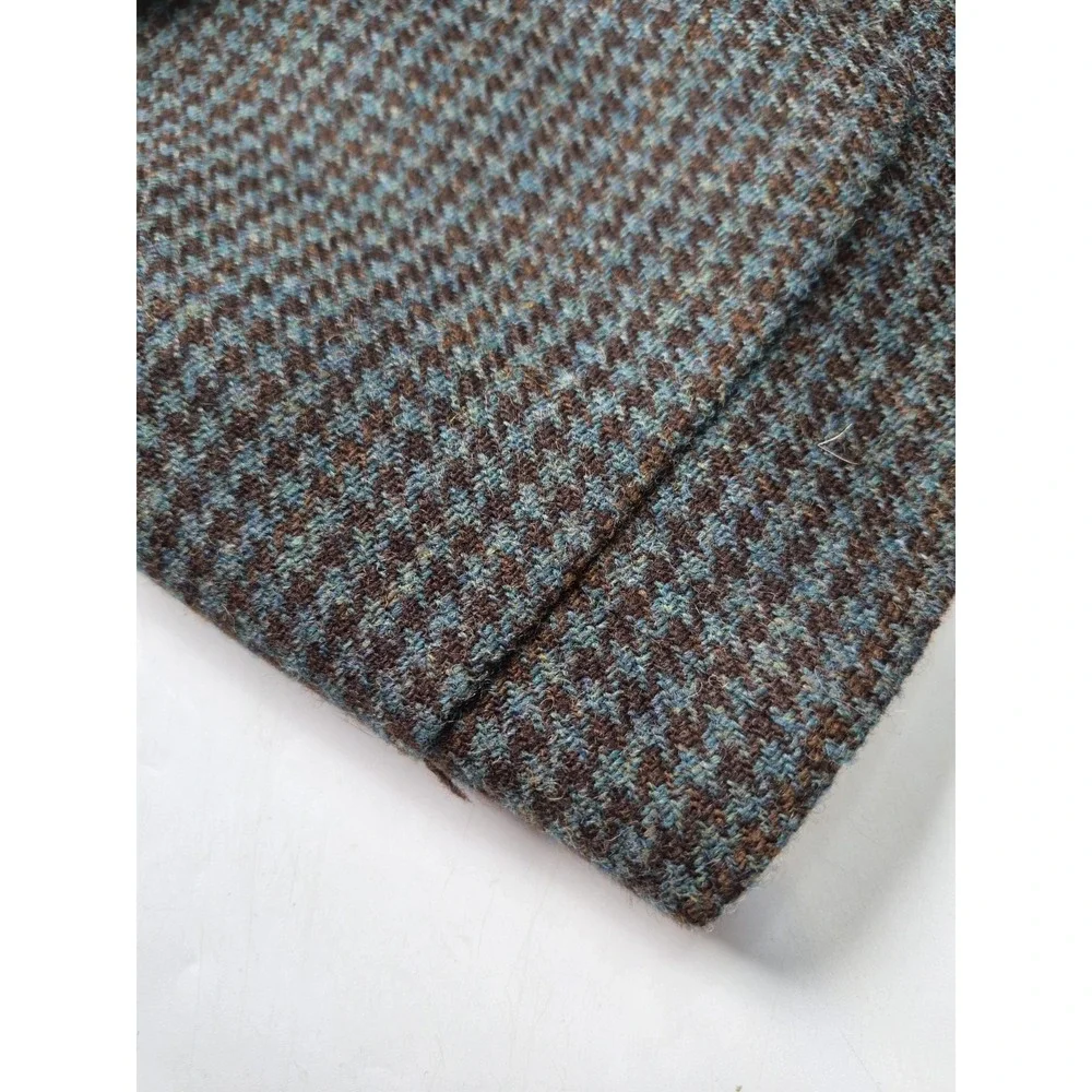 Allyn Saint George Mens Vintage Wool Sports Coat 45L Teal Brown Check USA W706